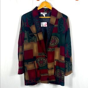 VINTAGE 90's KESINGTON SQUARE Women's Multicolor Blazer Size Medium Long‎ Sleeve